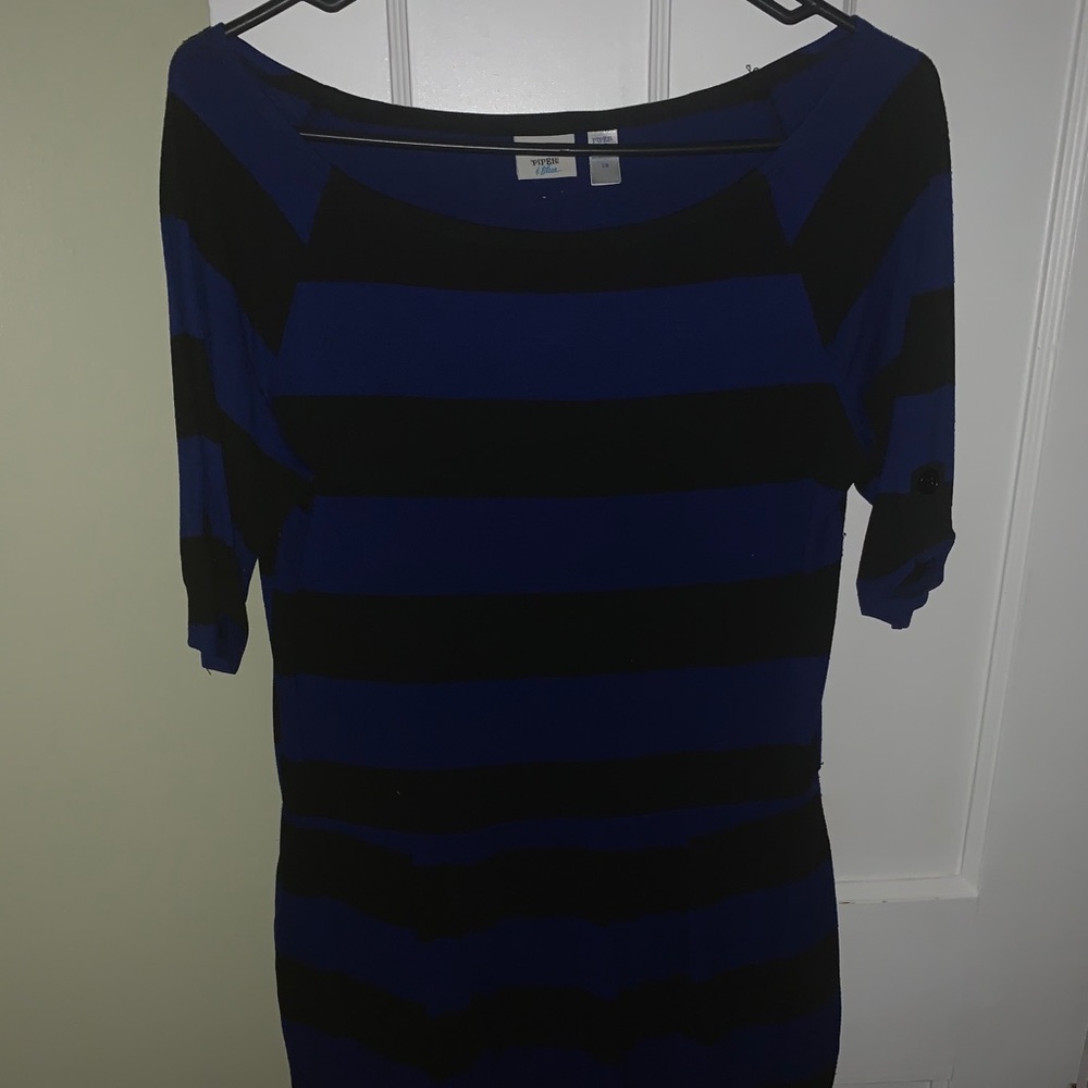 Black and blue striped dress